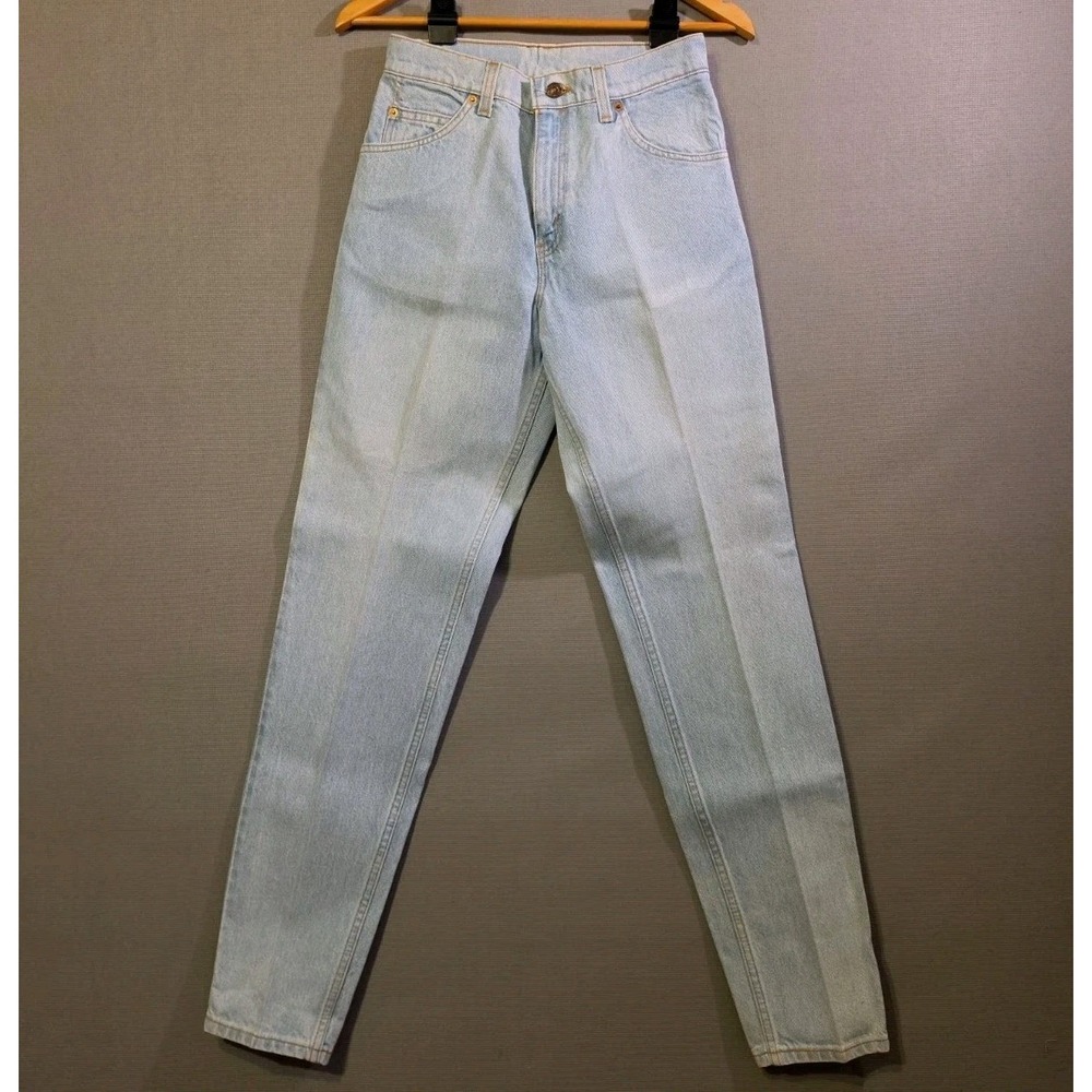 Vintage 90s Levi's 950 Women's 7 Long Mom Jeans Made USA High Rise Light Wash